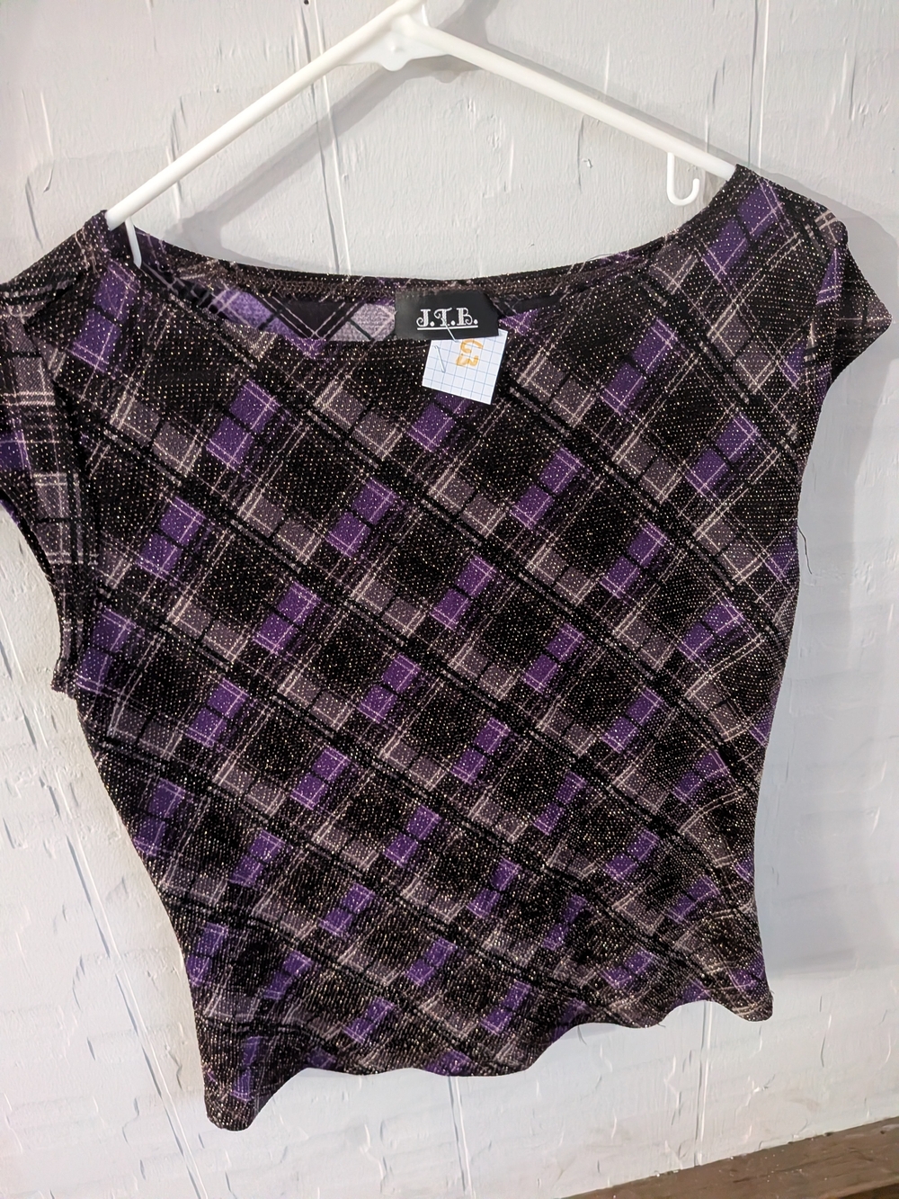 Women's Purple Plaid Sleeveless Top